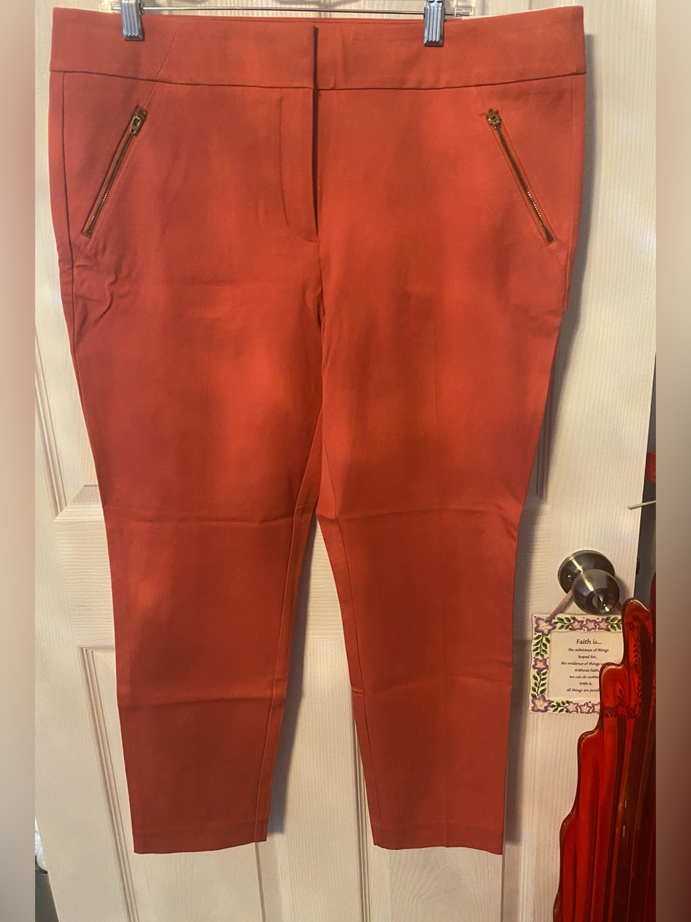 LOFT Modern Skinny Ankle Pants in medium coral shade